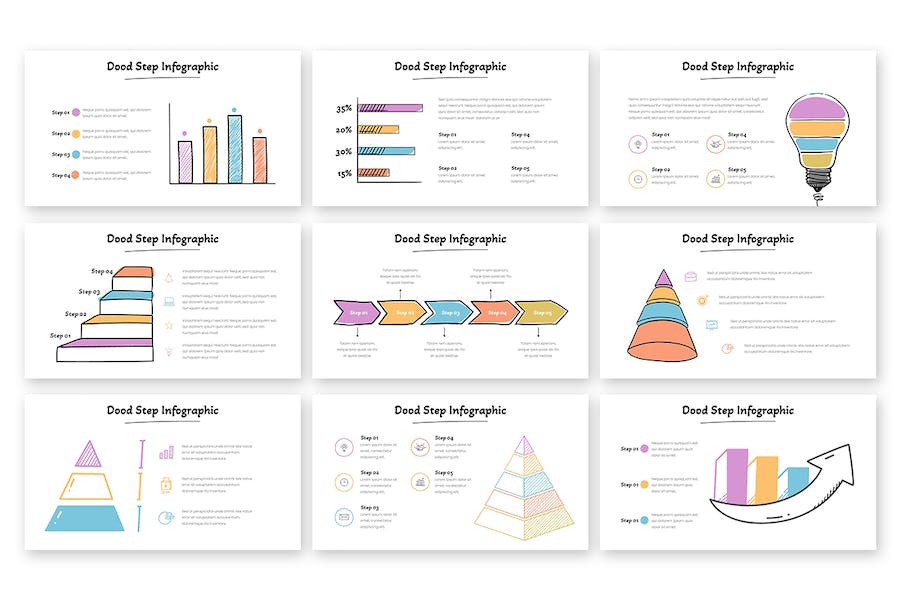 涂鸦风格创意数据信息图Keynote模板 - PPT派
