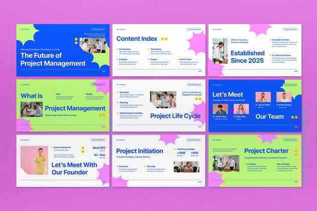 蓝白企业项目管理规划进度追踪讲述展示PPT模板 - PPT派