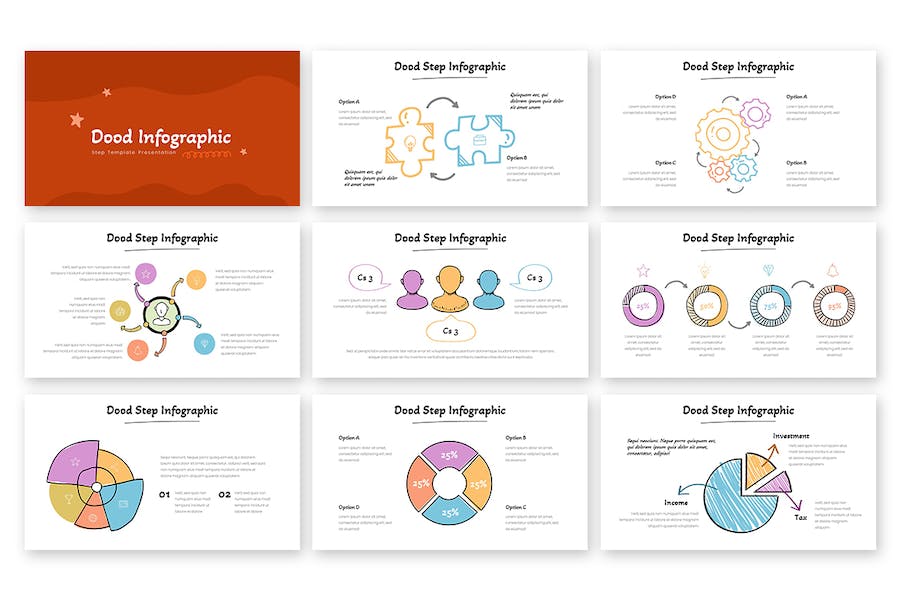 涂鸦风格创意数据信息图Keynote模板 - PPT派
