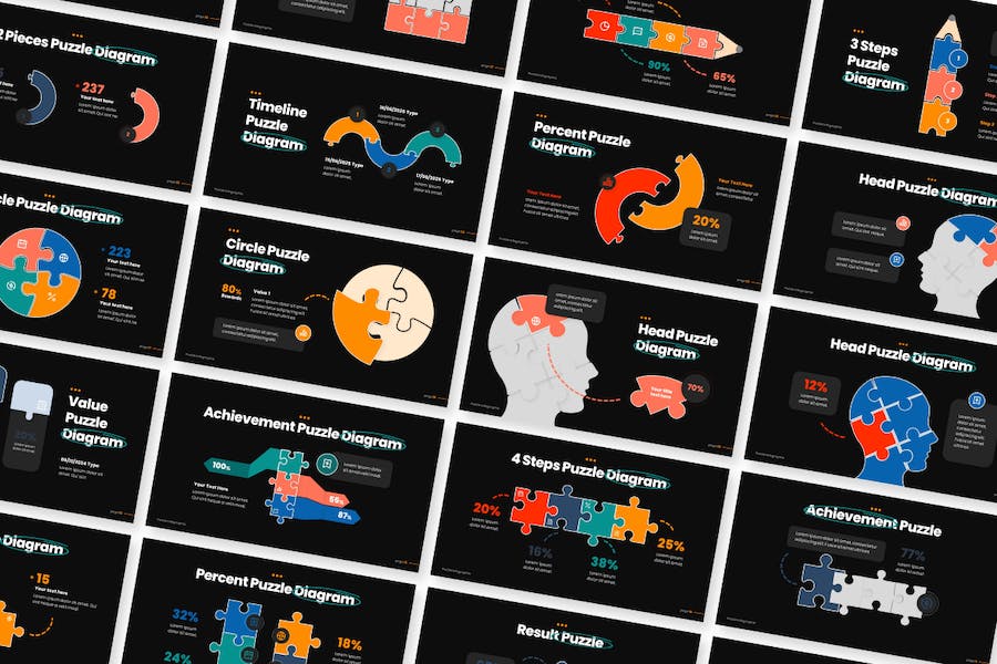 拼图信息图表数据展示PPT模板 - PPT派