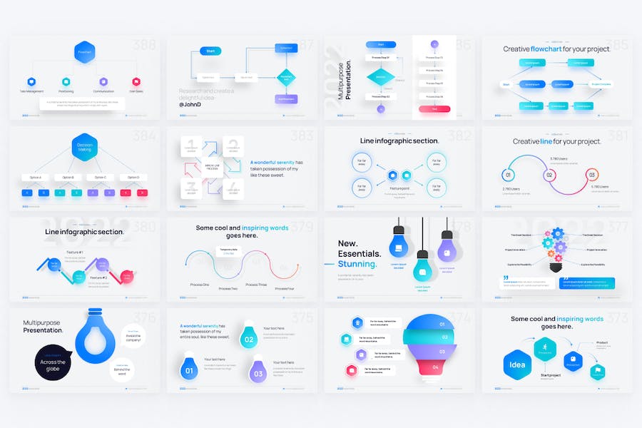 Hexagonal-lamp-line-flowchart-keynote-template - PPT派