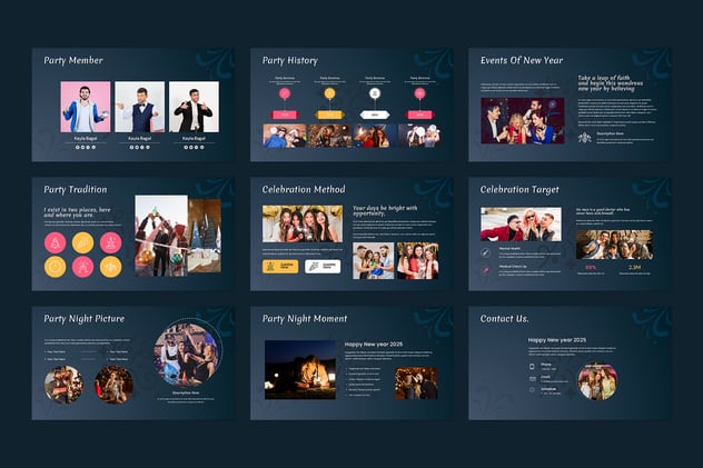 新年快乐庆祝活动方案展示PPT模板 - PPT派