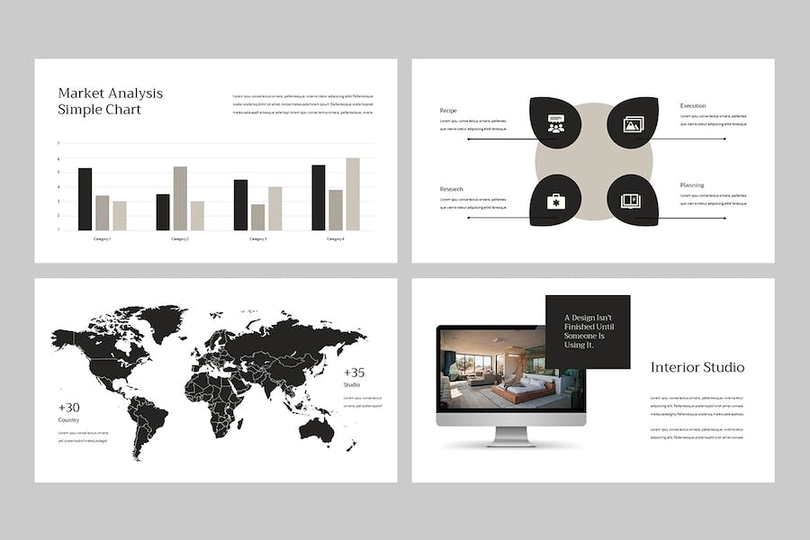 极简主义黑白风格商务PPT模板 - PPT派