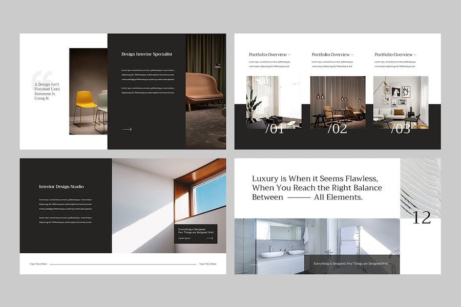 极简主义黑白风格商务PPT模板 - PPT派