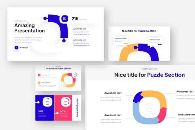 拼图创意展示信息图形Keynote模板 - PPT派