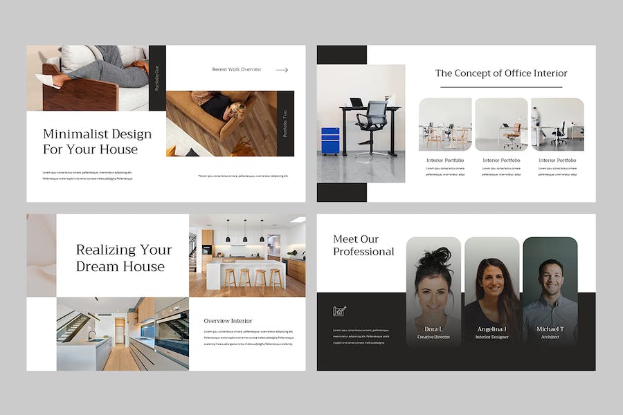 极简主义黑白风格商务PPT模板 - PPT派