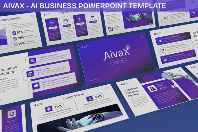 人工智能商业企业应用方案PPT模板 - PPT派