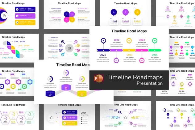 项目规划时间轴路线图导航PPT模板 - PPT派