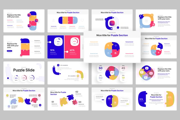 拼图创意展示信息图形Keynote模板 - PPT派