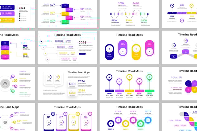 项目规划时间轴路线图导航PPT模板 - PPT派