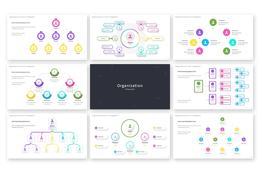 彩色组织信息图表Keynote主题模板 - PPT派
