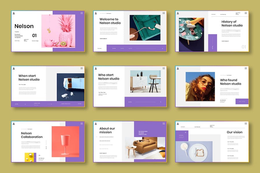 彩色图片拼贴商务策划Keynote模板 - PPT派