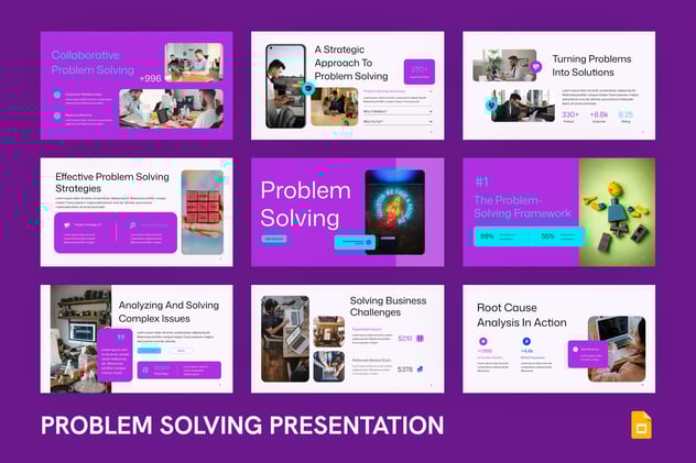 紫色问题解决方案策略分析PPT模板 - PPT派