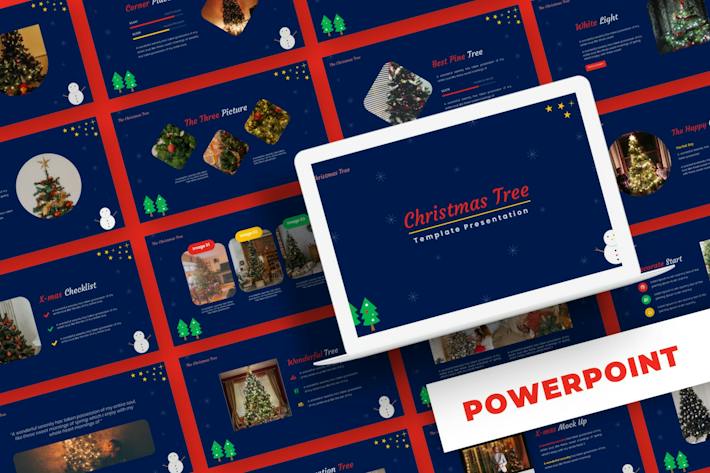 圣诞树主题设计展示PPT模板 Retry - PPT派