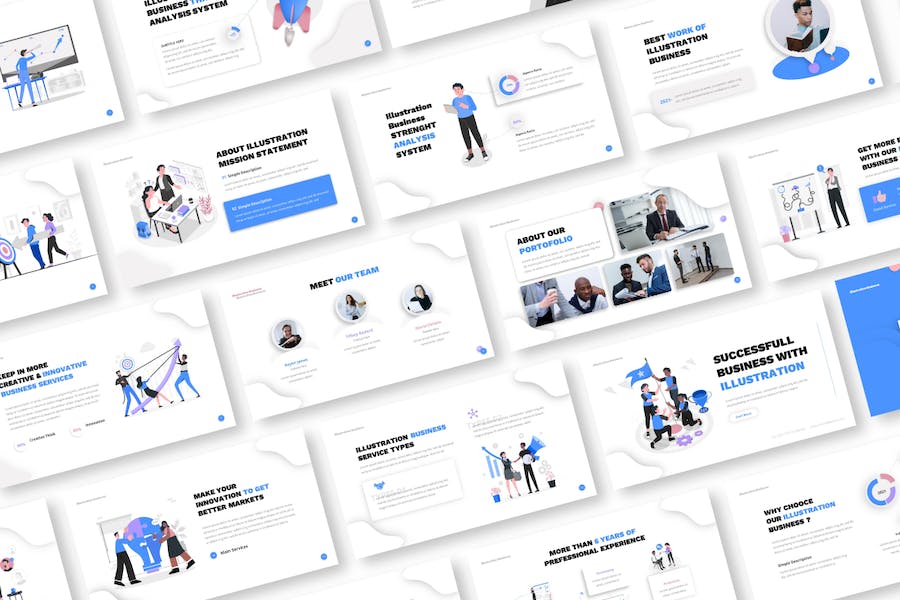 欧美商业插画可视化设计高级PPT模板 - PPT派