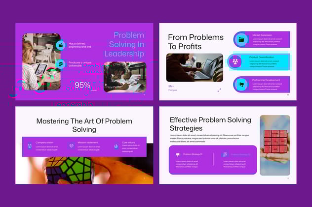 紫色问题解决方案策略分析PPT模板 - PPT派