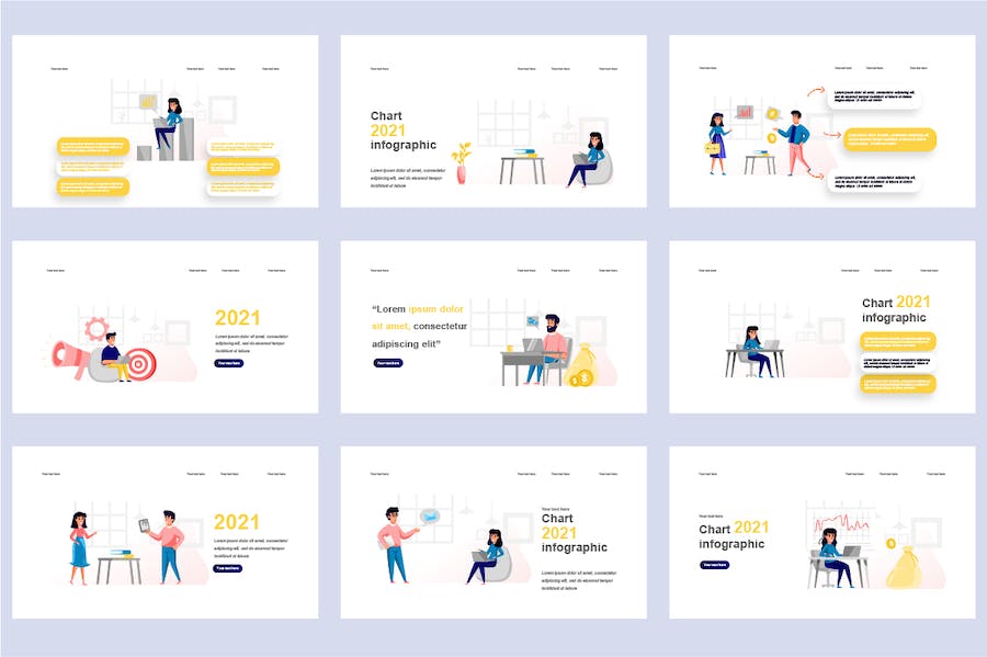 企业商务办公团队协作扁平插画PPT模板 - PPT派