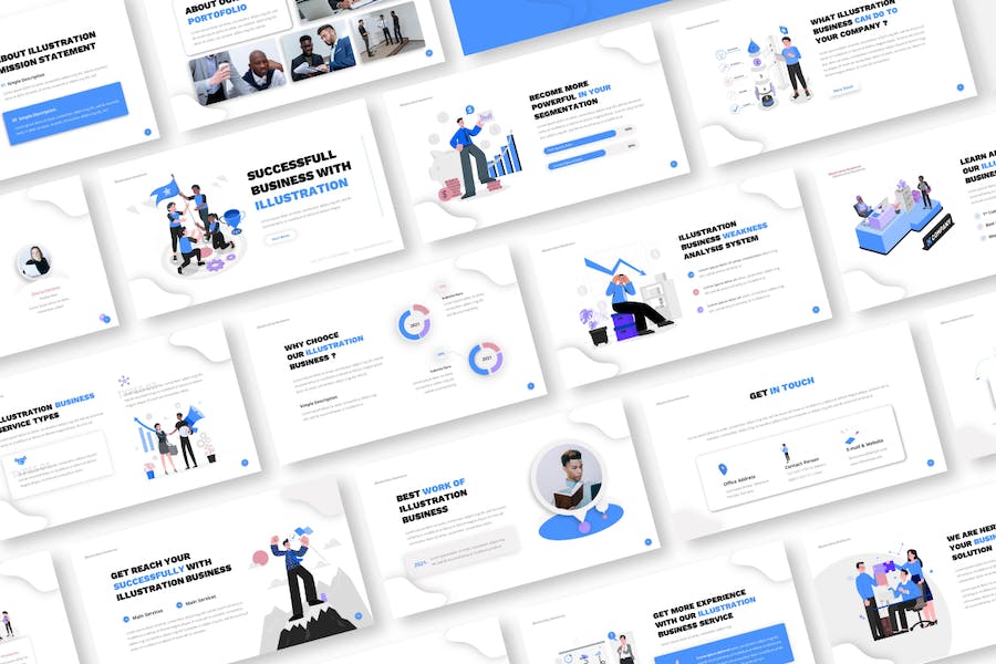 欧美商业插画可视化设计高级PPT模板 - PPT派
