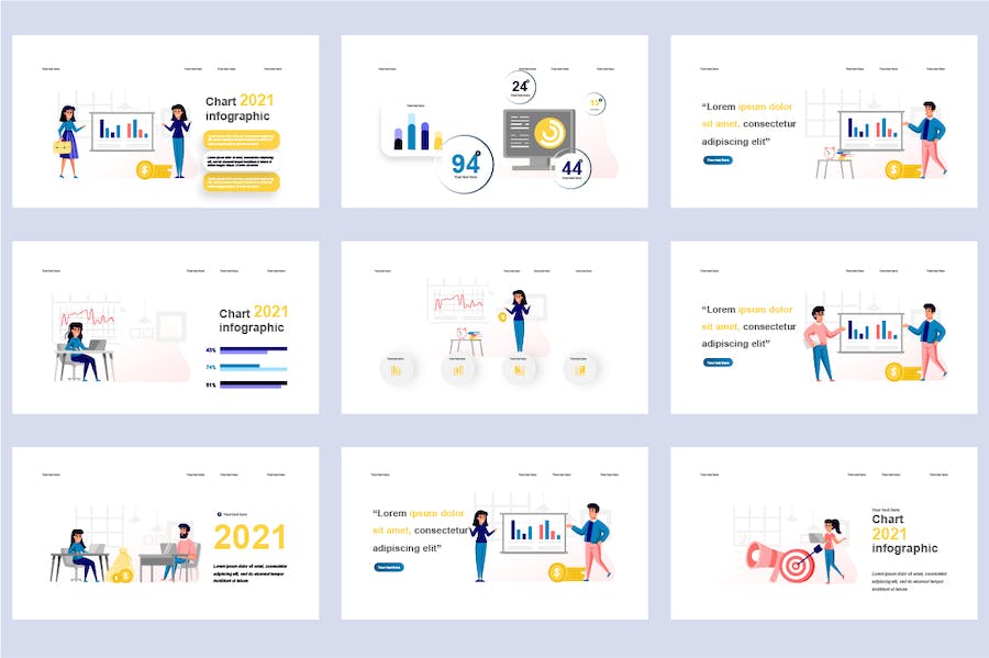 企业商务办公团队协作扁平插画PPT模板 - PPT派