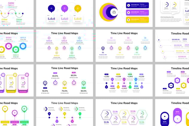 项目规划时间轴路线图导航PPT模板 - PPT派
