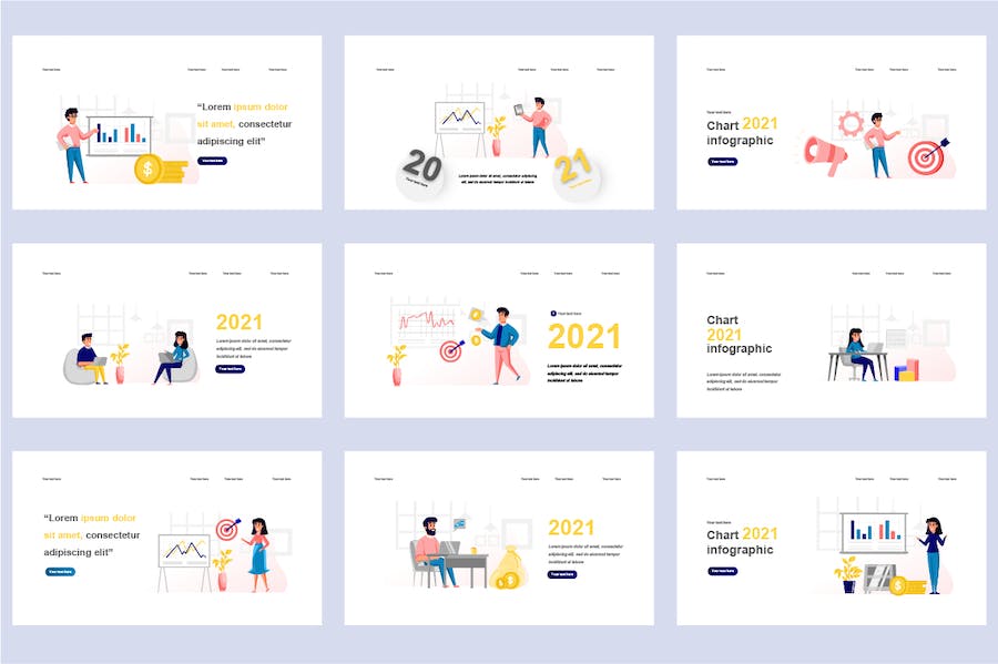 企业商务办公团队协作扁平插画PPT模板 - PPT派