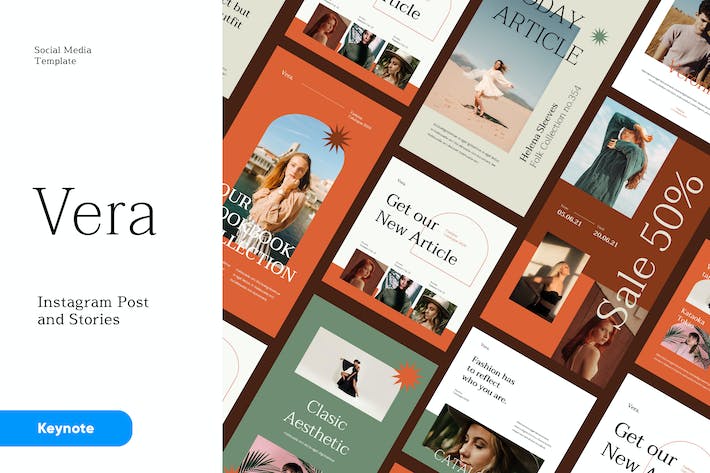 高级Instagram社交媒体故事Keynote模板 - PPT派