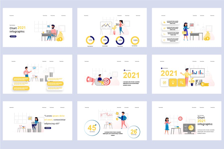 企业商务办公团队协作扁平插画PPT模板 - PPT派