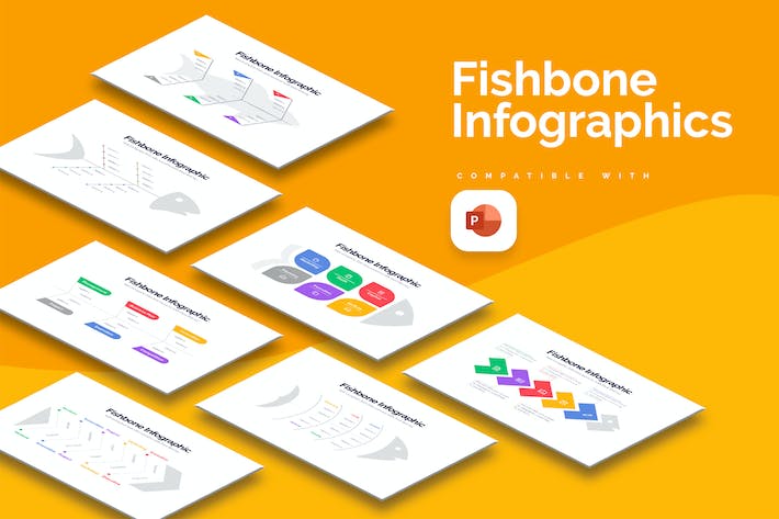 商业鱼骨图问题分析信息图PPT模板 - PPT派
