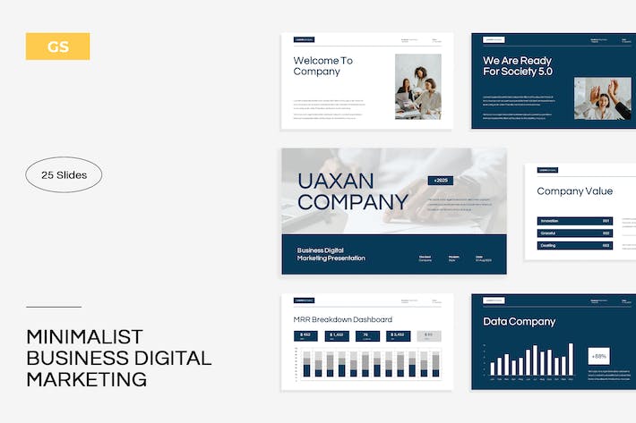 极简白绿商务数字营销展示PPT模板 - PPT派