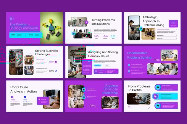 紫色问题解决方案策略分析PPT模板 - PPT派