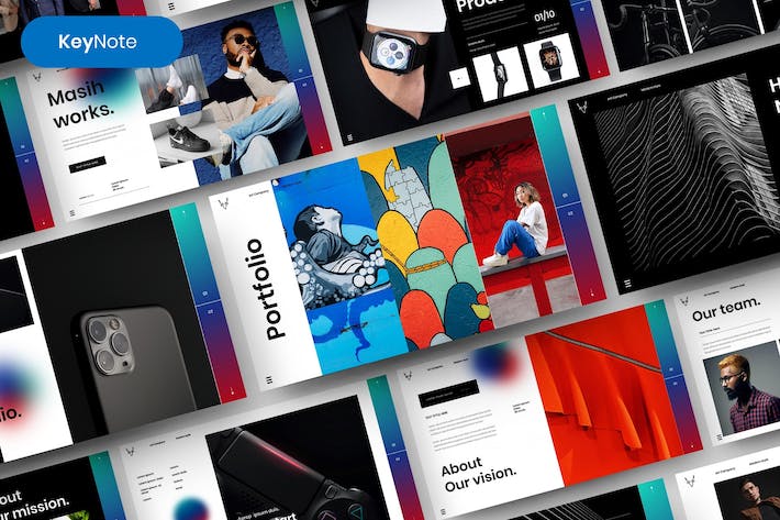 多彩图片拼贴商务宣传Keynote模板 - PPT派