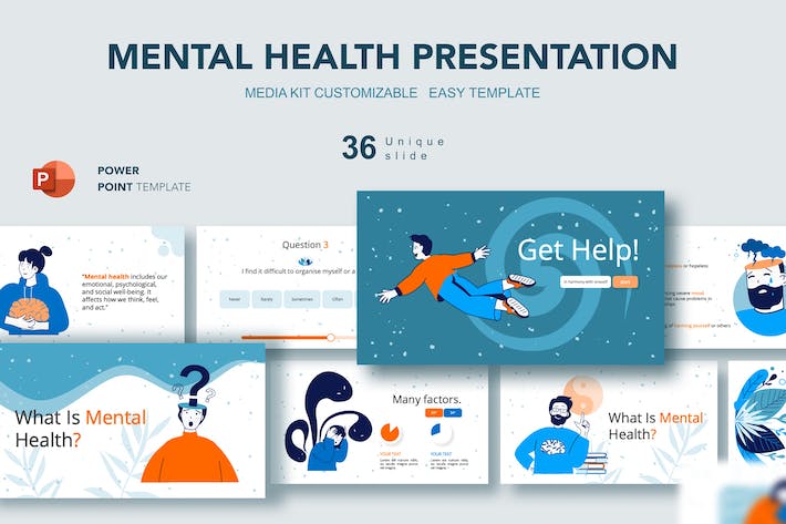 心理健康主题卡通插画PPT图解 - PPT派