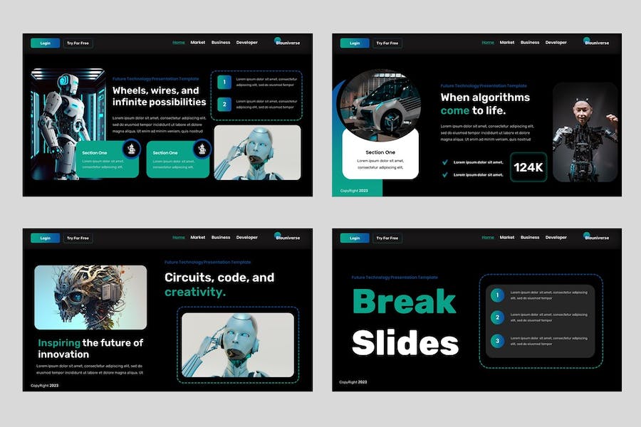 专业人工智能AI技术分析PPT模板 - PPT派