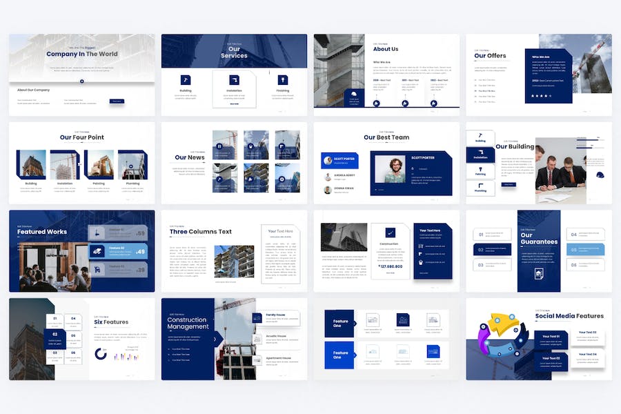 Commentary-blue-dynamic-construction-powerpoint - PPT派