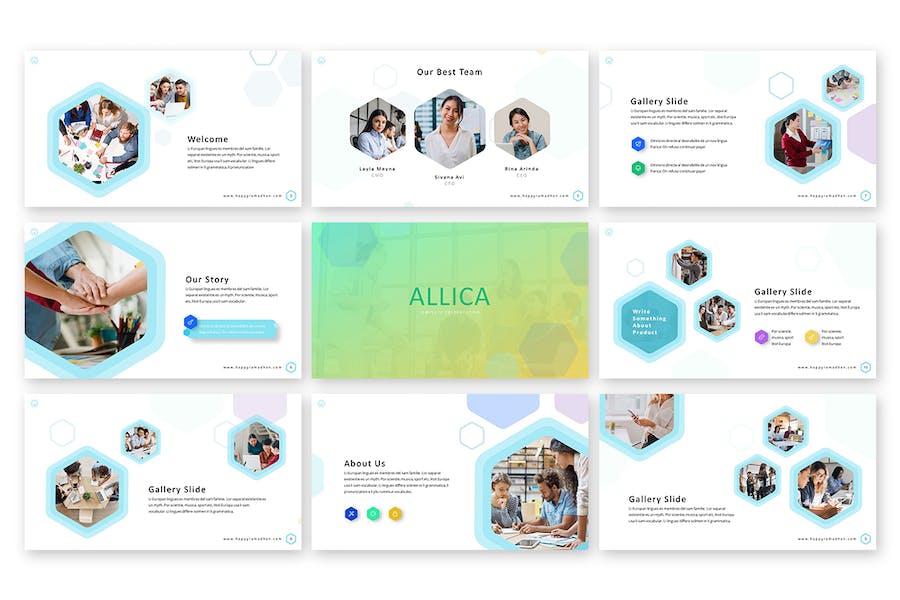 六角形设计商业商务通用keynote模板 - PPT派