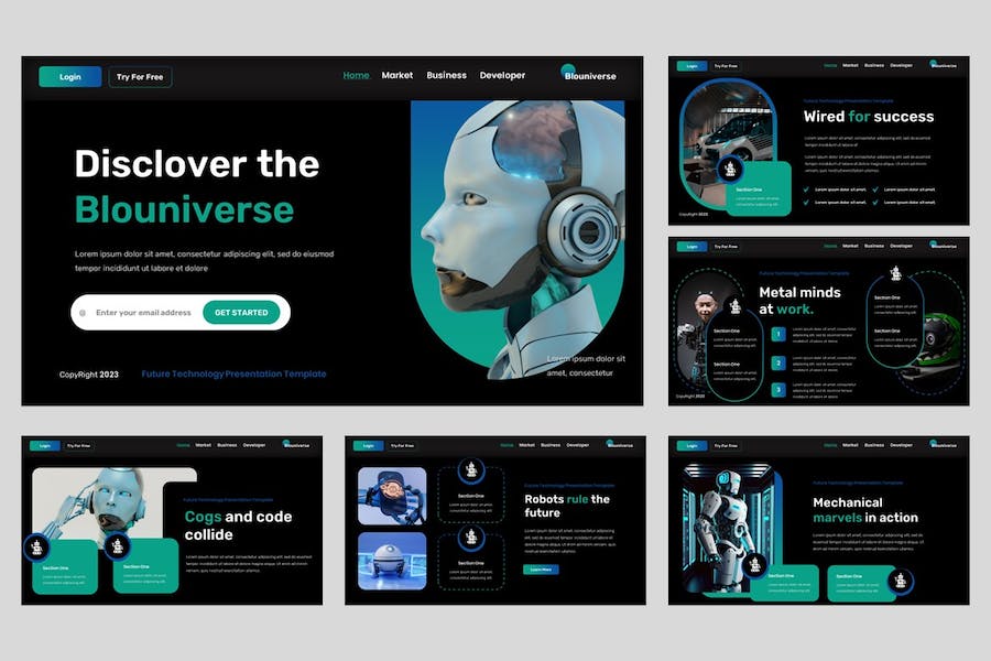 专业人工智能AI技术分析PPT模板 - PPT派