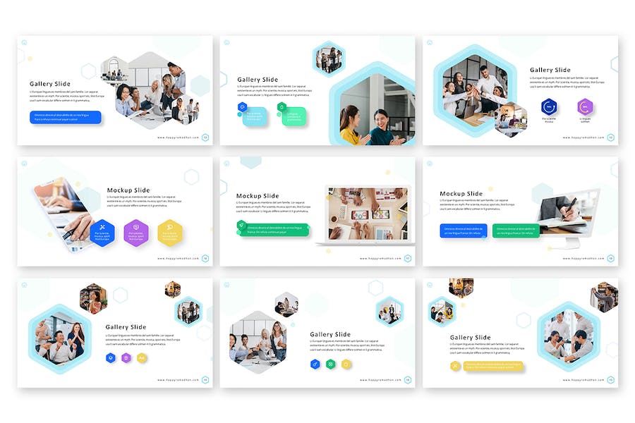 六角形设计商业商务通用keynote模板 - PPT派