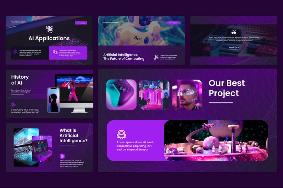 人工智能技术商务应用融资演讲Keynote模板 - PPT派