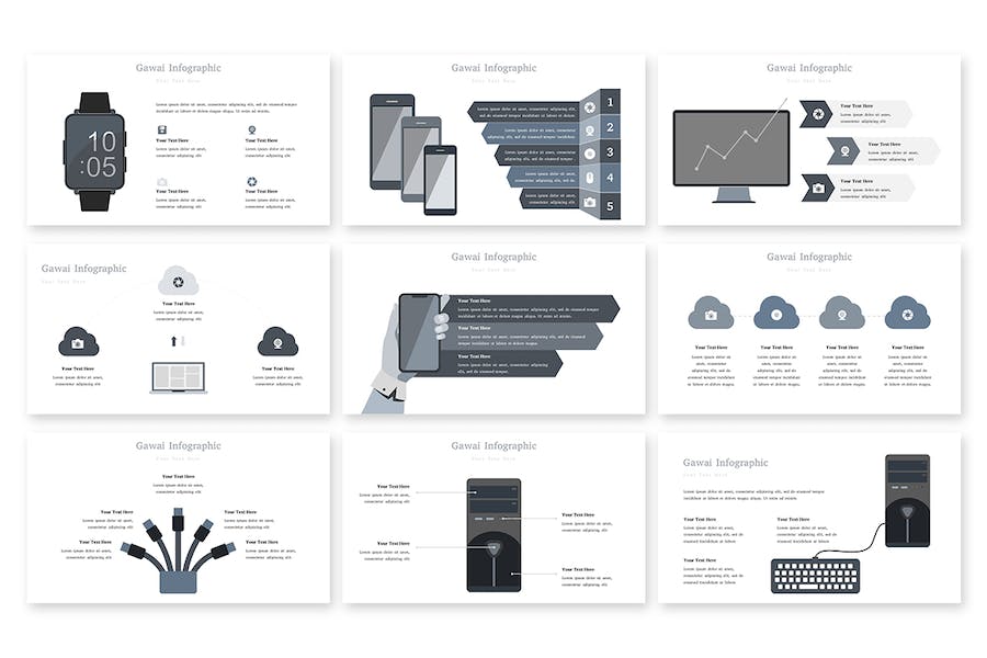 极简风格数据分析信息图Keynote模板 - PPT派