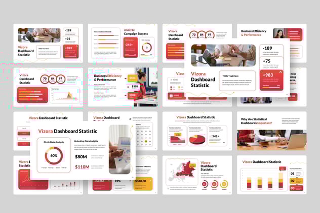 仪表板统计数据展示PPT模板 - PPT派