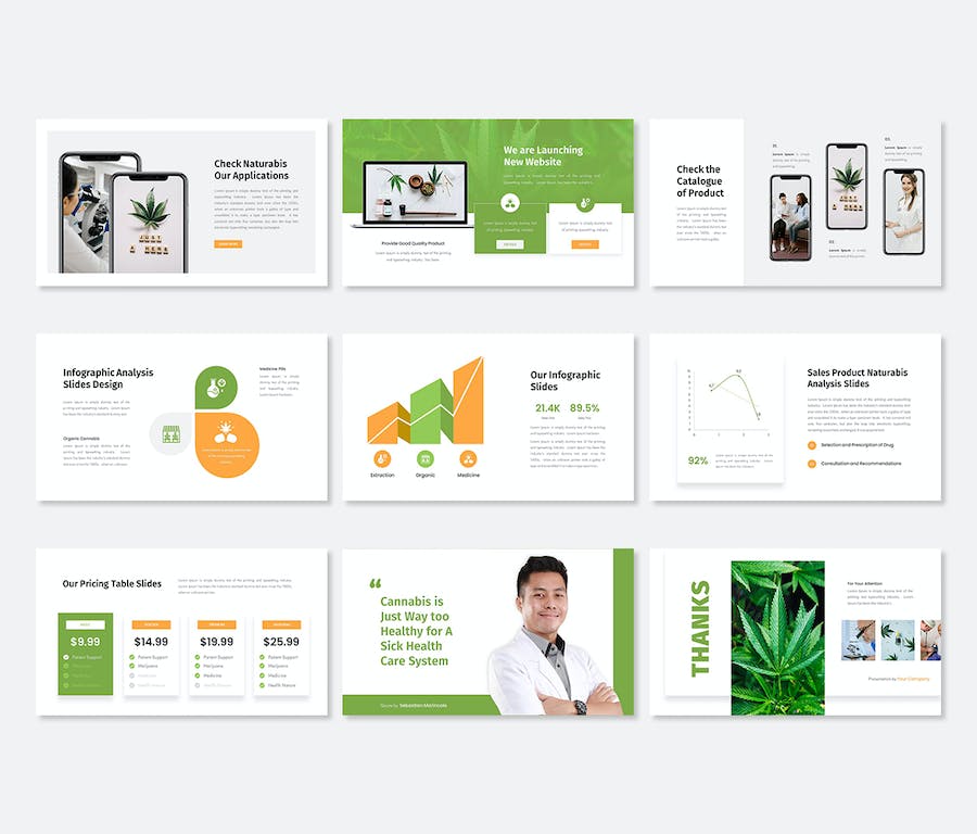 医用大麻相关内容展示PowerPoint模板 - PPT派