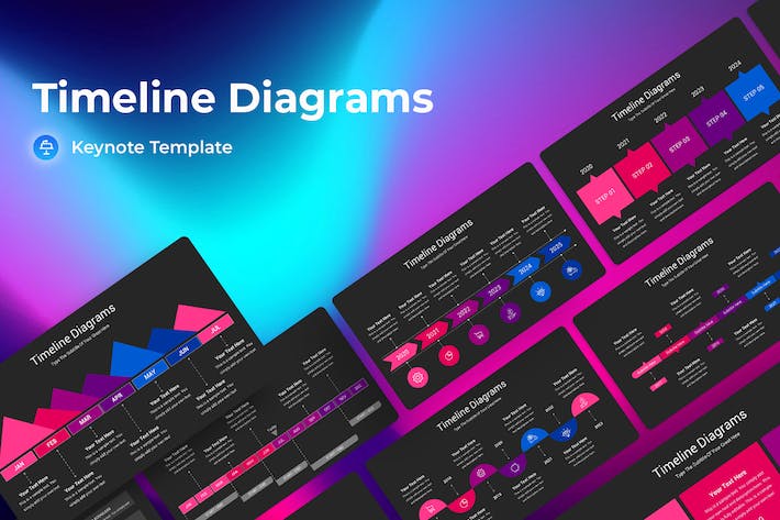 时间轴图表深色主题Keynote模板 - PPT派