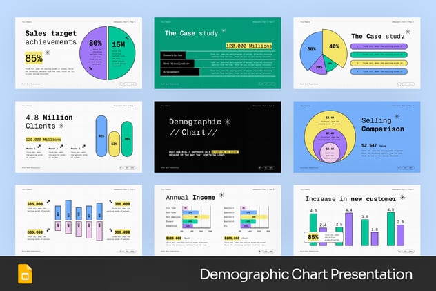 人口统计图表信息展示PPT模板 - PPT派