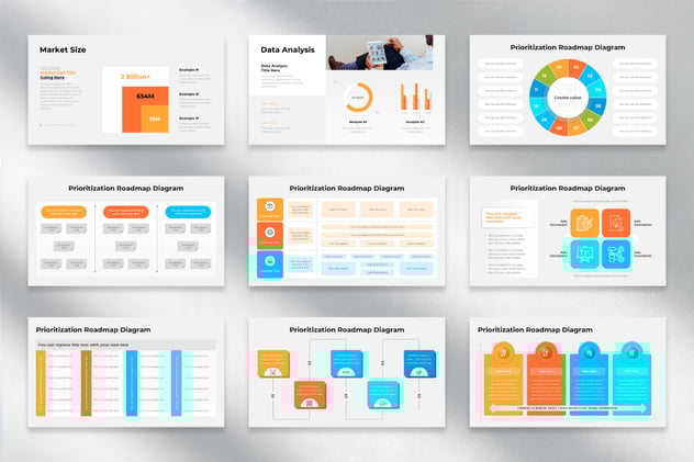 优先顺序路线图规划PPT模板 - PPT派