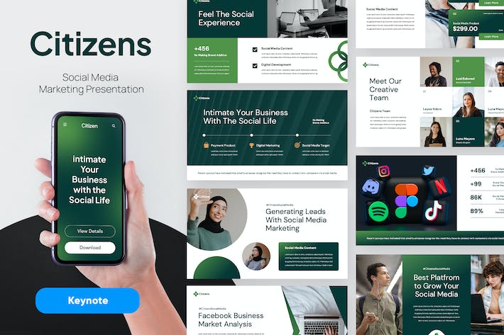 社交媒体营销品牌推广策略Keynote模板 - PPT派