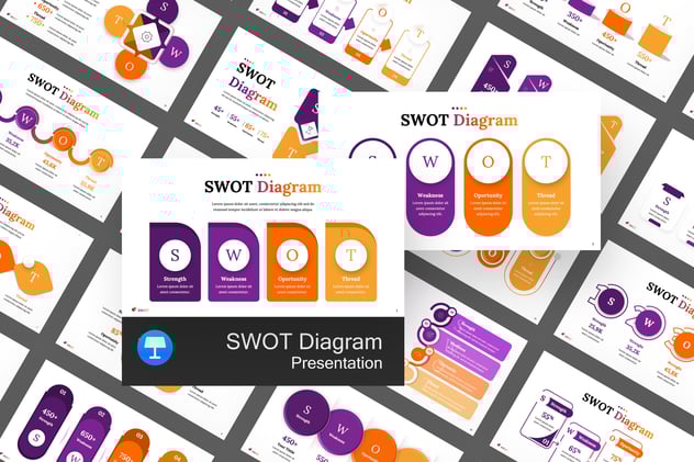 彩色多种类型SWOT分析图形keynote模板 - PPT派