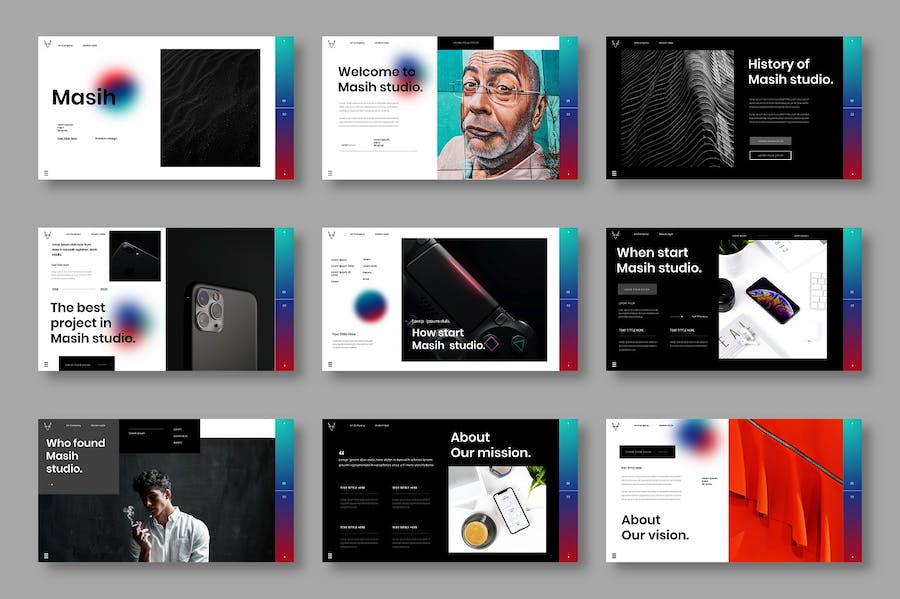 多彩图片拼贴商务宣传Keynote模板 - PPT派