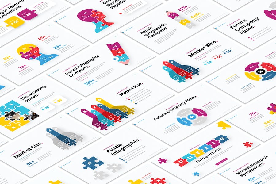 拼图式信息图表数据可视化PPT模板 - PPT派