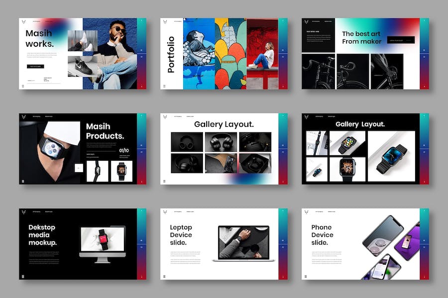 多彩图片拼贴商务宣传Keynote模板 - PPT派