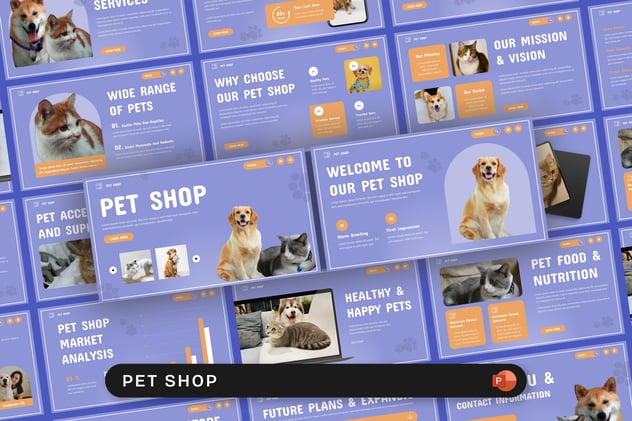 宠物店铺品牌宣传产品展示PPT模板 - PPT派